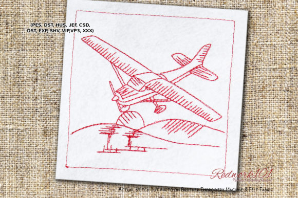 Cessna 172 Redwork Embroidery Design Review