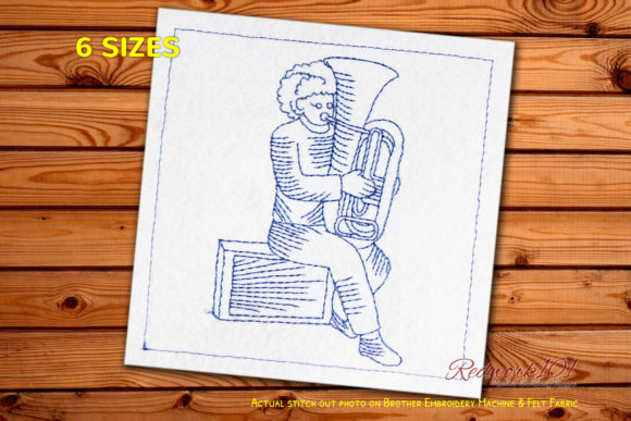 Musician Playing Tuba Redwork Review
