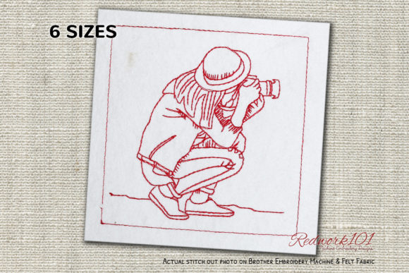 Photographer Girl Redwork Design Review