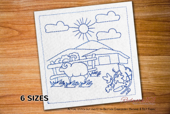 Village Scene Redwork Design Review